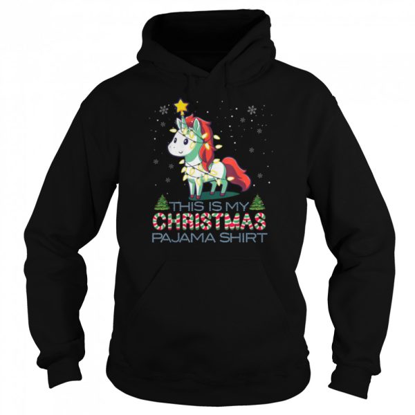 This Is My Christmas Pajama Shirt Unicorn Santa Lights T-Shirt