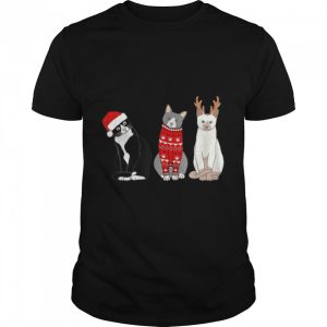 Three Cat Christmas Santa X-mas Cat T-Shirt