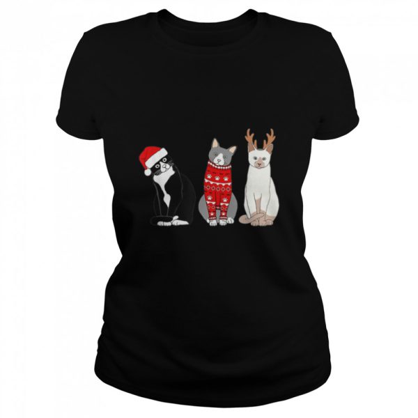 Three Cat Christmas Santa X-mas Cat T-Shirt