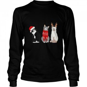 Three Cat Christmas Santa X mas Cat T Shirt B0B7DXSY19 3