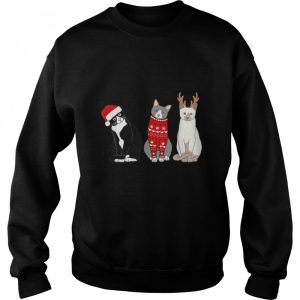 Three Cat Christmas Santa X mas Cat T Shirt B0B7DXSY19 4
