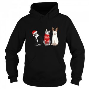 Three Cat Christmas Santa X mas Cat T Shirt B0B7DXSY19 5
