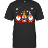 Three Gnomes In Leopard Print Buffalo Plaid Christmas T-Shirt
