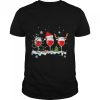 Three Wine Glasses Santa Hat Christmas Funny Wine Lover Xmas T-Shirt