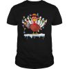 Turkey Playing Bolling Happy Light Christmas shirt