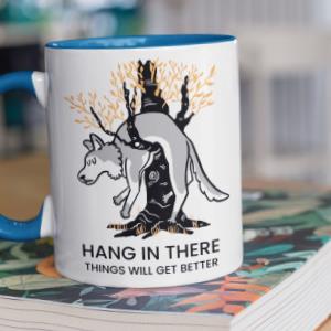 Two color accent mug colored inner and handle logo custom mug