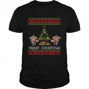Ugly Christmas Reindeer Present Tree Lights Shirt