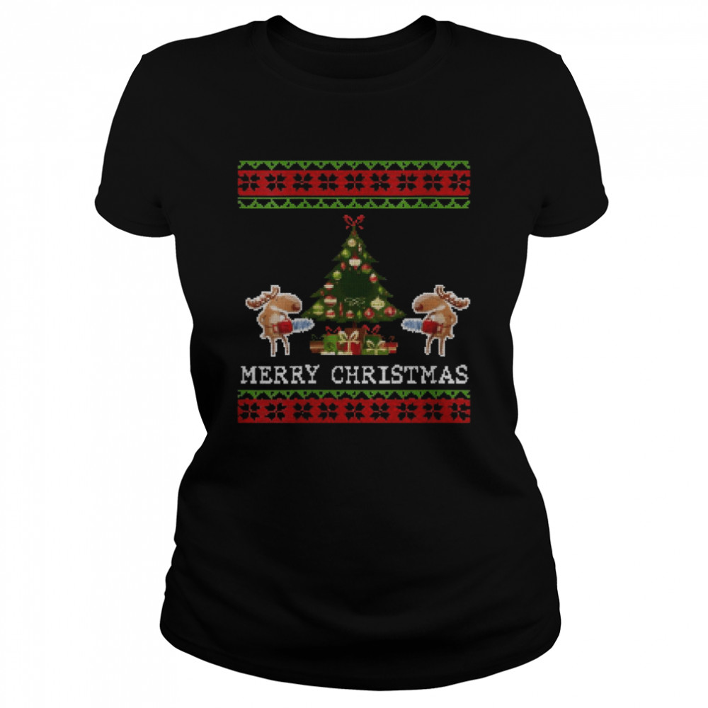 Ugly Christmas Reindeer Present Tree Lights Shirt Ugly Christmas Reindeer Present Tree Lights Shirt