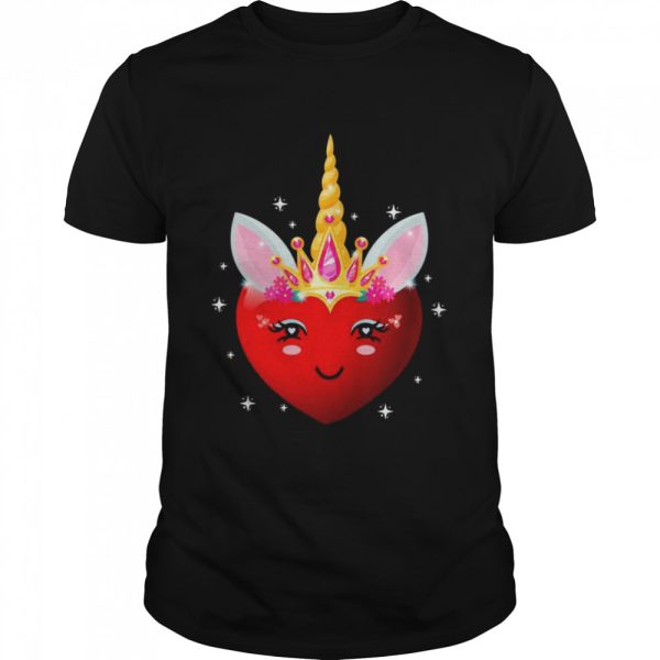 Unicorn Face Hearts Happy Valentine’s Day Girls Shirt
