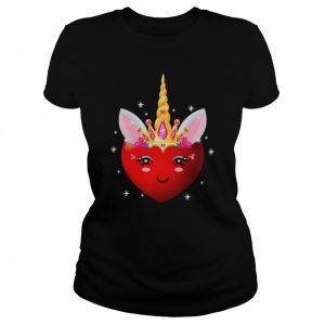 Unicorn Face Hearts Happy Valentine’s Day Girls Shirt