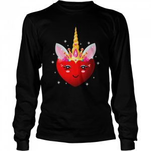 Unicorn Face Hearts Happy Valentine's Day Girls Shirt 3