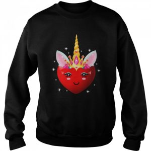 Unicorn Face Hearts Happy Valentine's Day Girls Shirt 4