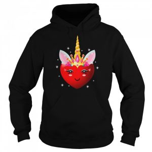 Unicorn Face Hearts Happy Valentine's Day Girls Shirt 5