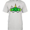 Unicorn Face Shamrock Clover St Patricks Day Baby Girls Shirt