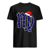 Virgo Zodiac Sign In Christmas Lights And Santa’s Hat T-Shirt