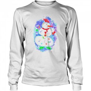 Watercolors Design Xmas Cute Snowman shirt 3