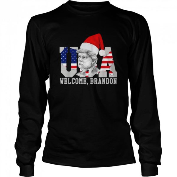 Welcome Brandon US Flag Christmas Trump Santa Xmas Shirt