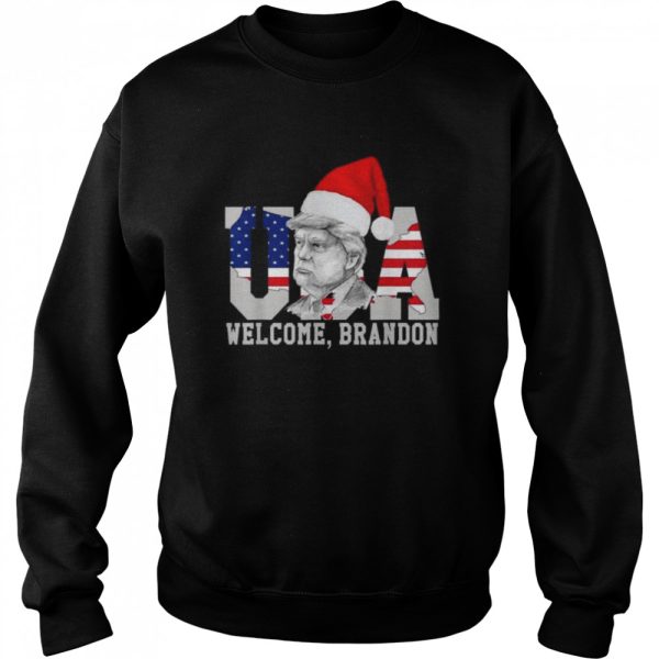 Welcome Brandon US Flag Christmas Trump Santa Xmas Shirt