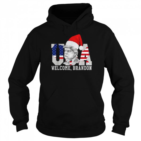 Welcome Brandon US Flag Christmas Trump Santa Xmas Shirt