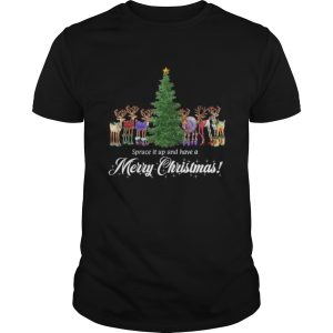 Whimsical Reindeer Spruce Tree Merry Christmas shirt