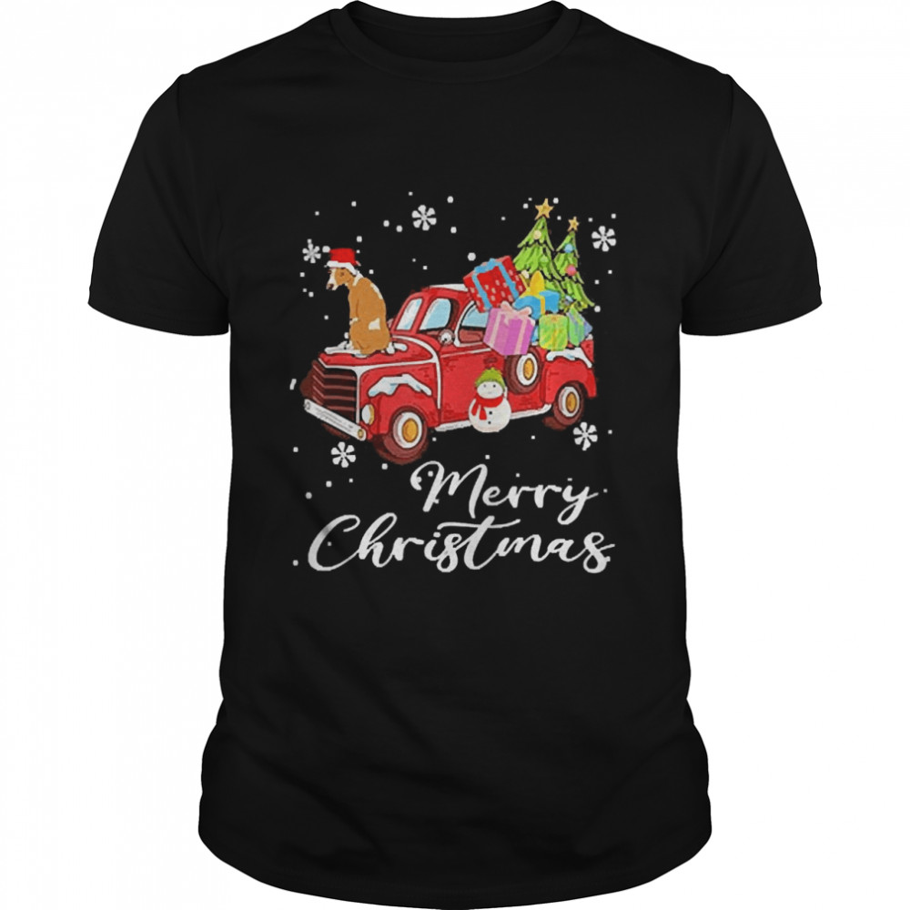 Whippet Riding Red Truck Merry Christmas Shirt Whippet Riding Red Truck Merry Christmas Shirt