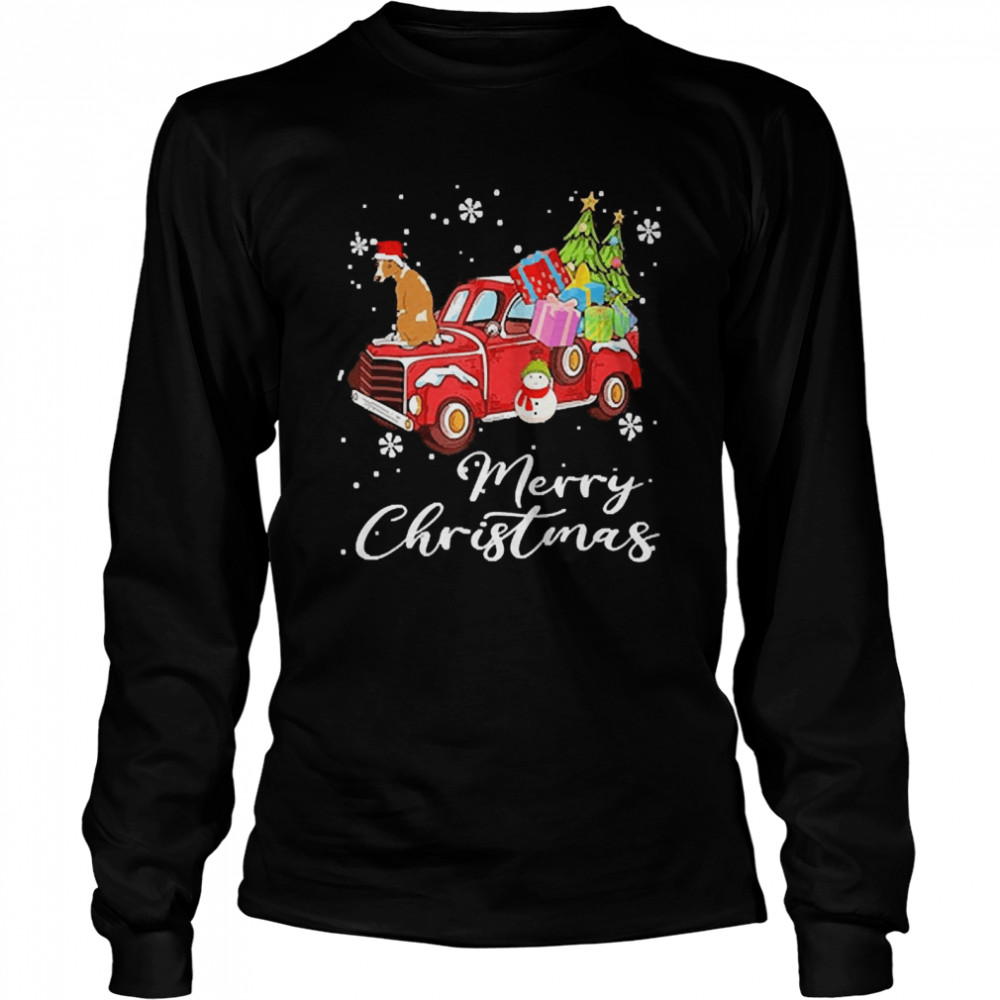 Whippet Riding Red Truck Merry Christmas Shirt Whippet Riding Red Truck Merry Christmas Shirt