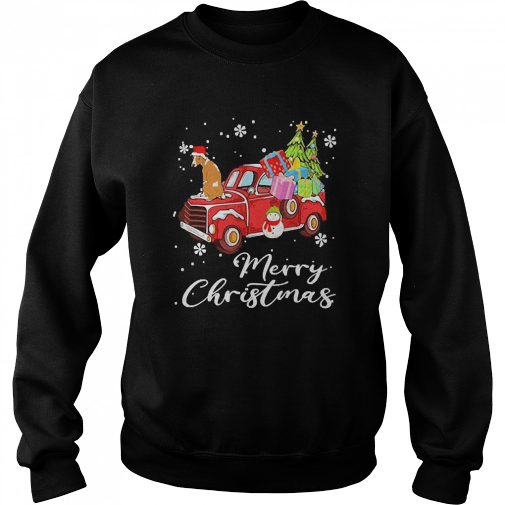 Whippet Riding Red Truck Merry Christmas Shirt Whippet Riding Red Truck Merry Christmas Shirt