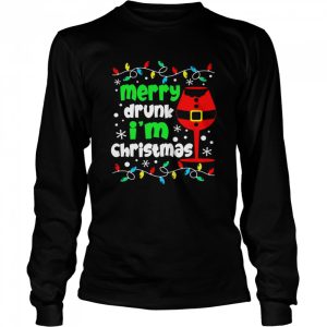 Wine Merry Drunk I'm Christmas Lights Shirt 3