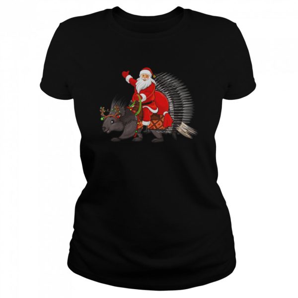 Xmas Family Matching Santa Riding Porcupine Christmas Shirt