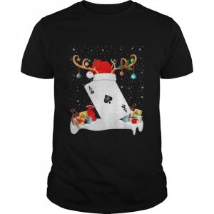 Xmas Lighting Reindeer Santa Hat Poker Christmas Shirt