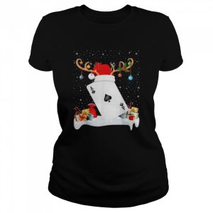 Xmas Lighting Reindeer Santa Hat Poker Christmas Shirt