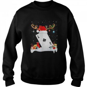 Xmas Lighting Reindeer Santa Hat Poker Christmas Shirt 4