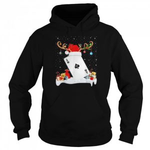 Xmas Lighting Reindeer Santa Hat Poker Christmas Shirt 5
