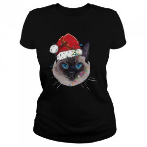Xmas Siamese Cat Christmas Lights Kitten Face Shirt