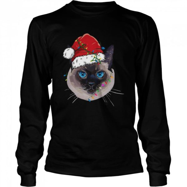 Xmas Siamese Cat Christmas Lights Kitten Face Shirt
