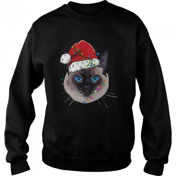 Xmas Siamese Cat Christmas Lights Kitten Face Shirt