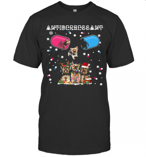 Yorkshire Terrier Antidepressant Ugly Christmas T-Shirt Yorkshire Terrier Antidepressant Ugly Christmas T-Shirt