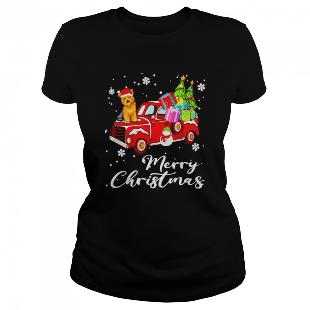 Yorkshire Terrier Riding Red Truck Merry Christmas Shirt Yorkshire Terrier Riding Red Truck Merry Christmas Shirt