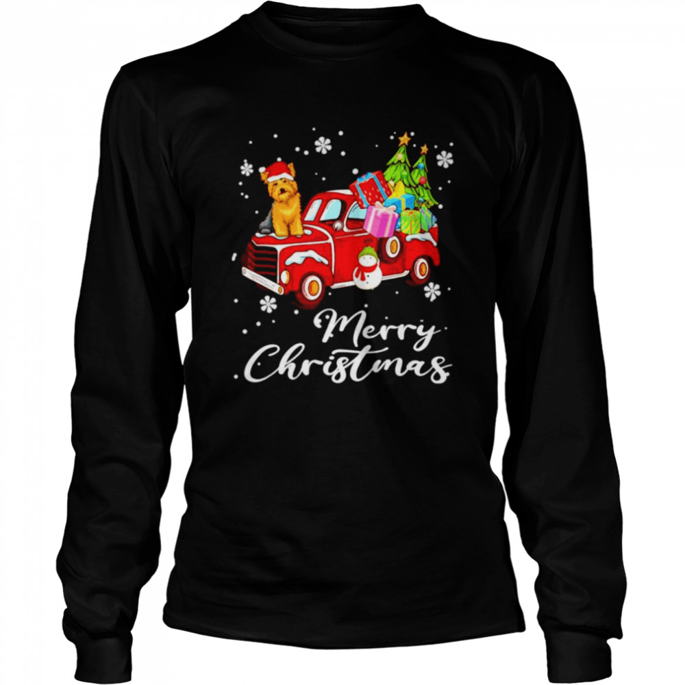 Yorkshire Terrier Riding Red Truck Merry Christmas Shirt Yorkshire Terrier Riding Red Truck Merry Christmas Shirt