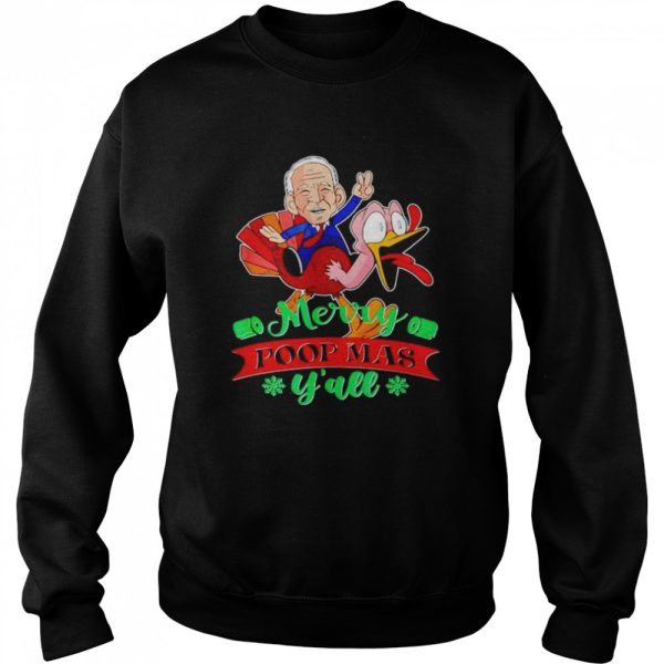biden riding turkey merry poopmas y’all Christmas shirt