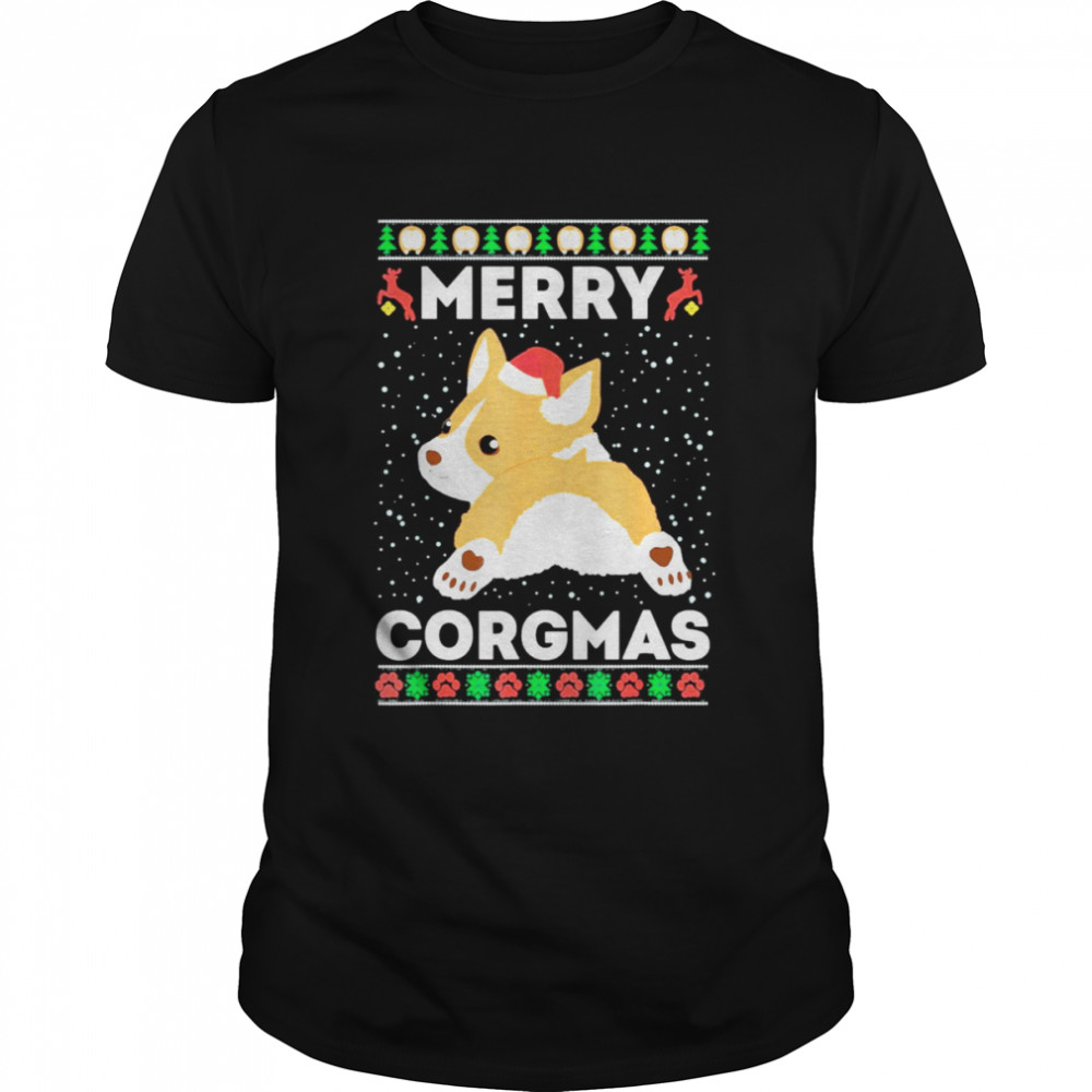 corgi Ugly Christmas Sweater Style Merry Corgmas Santa Corgi Tee Shirt corgi Ugly Christmas Sweater Style Merry Corgmas Santa Corgi Tee Shirt