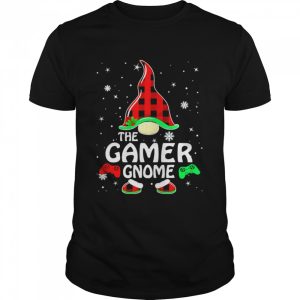 gamer Gnome Buffalo Plaid Matching Family Christmas Pajama T-Shirt