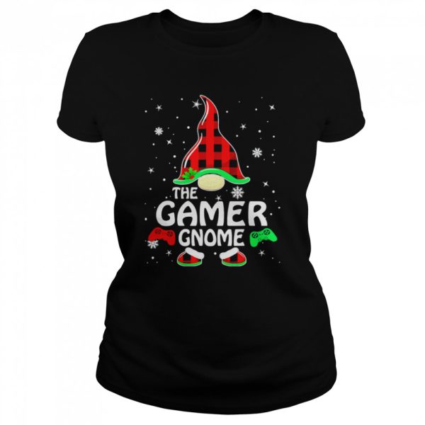 gamer Gnome Buffalo Plaid Matching Family Christmas Pajama T-Shirt