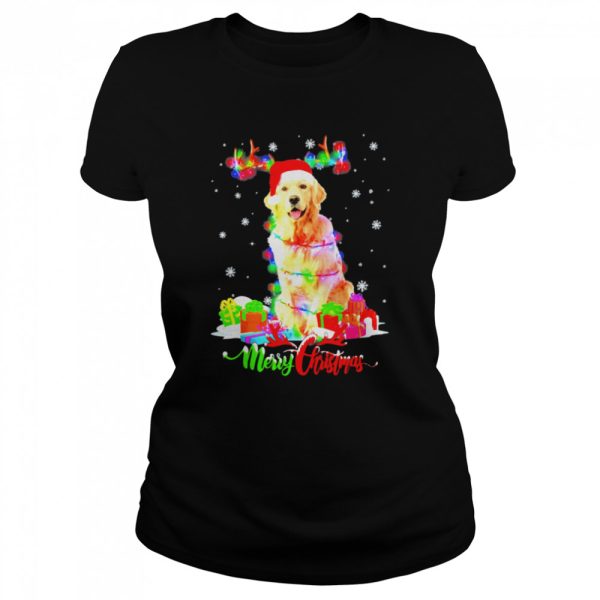 golden Retriever Dog Merry Christmas Party Family Tee Shirt