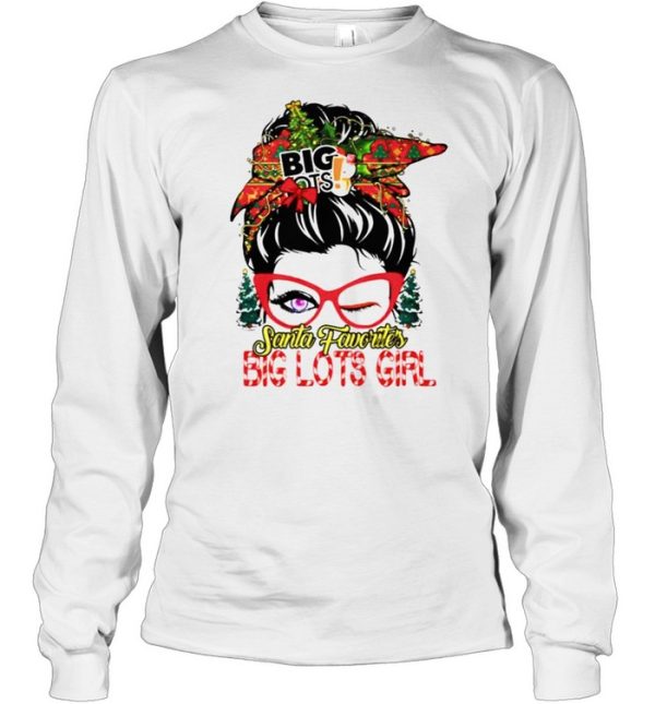 messy bun Santa favorites Big Lots girl Christmas shirt