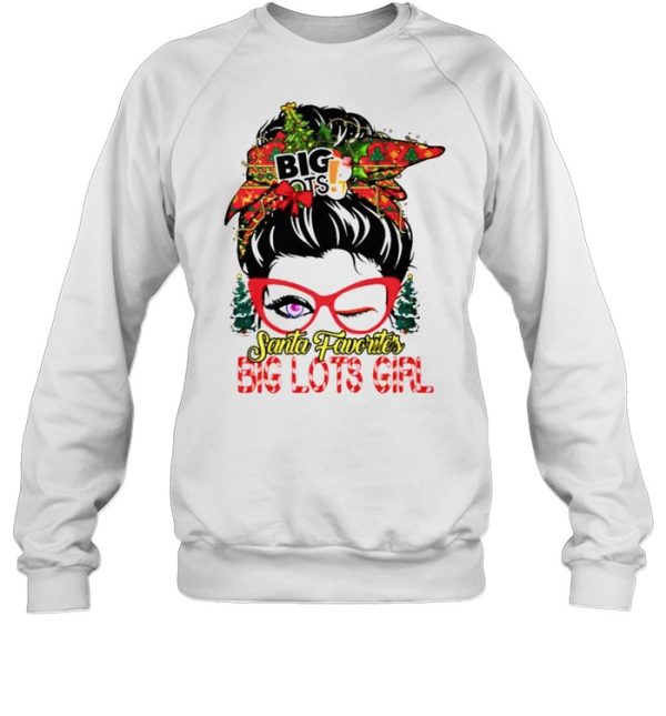 messy bun Santa favorites Big Lots girl Christmas shirt