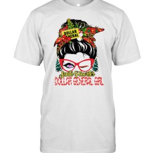 messy bun Santa favorites Dollar General girl Christmas shirt