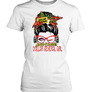 messy bun Santa favorites Dollar General girl Christmas shirt
