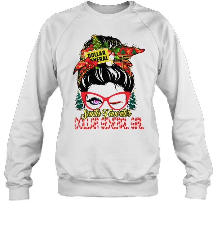 messy bun Santa favorites Dollar General girl Christmas shirt messy bun Santa favorites Dollar General girl Christmas shirt