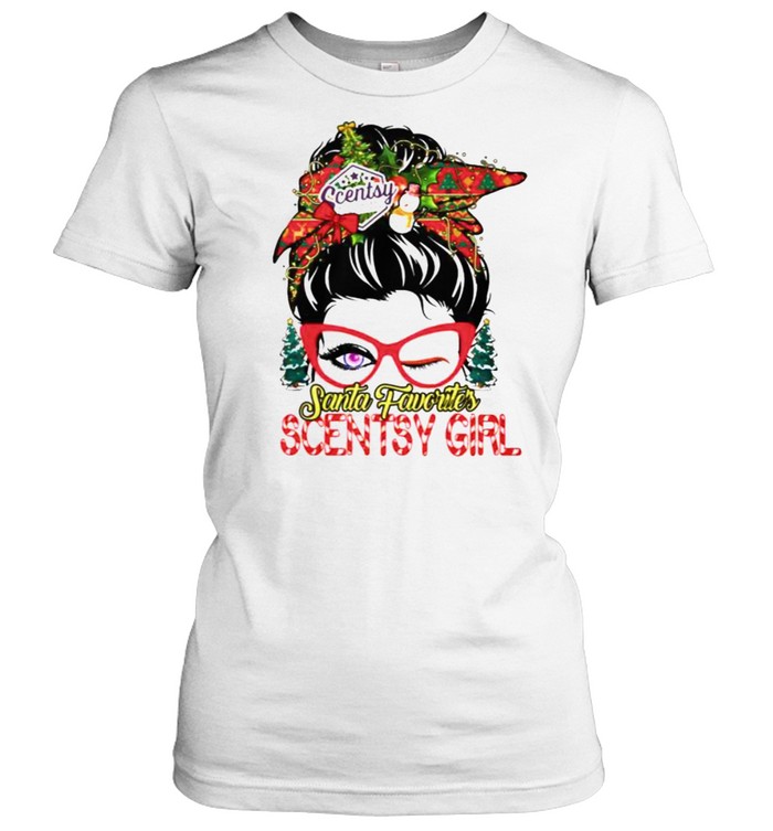 messy bun Santa favorites Scentsy girl Christmas shirt messy bun Santa favorites Scentsy girl Christmas shirt